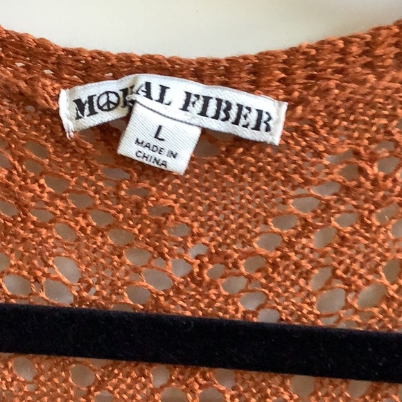 Deep Orange Rust Long Crochet Cardigan - Picture 2 of 7